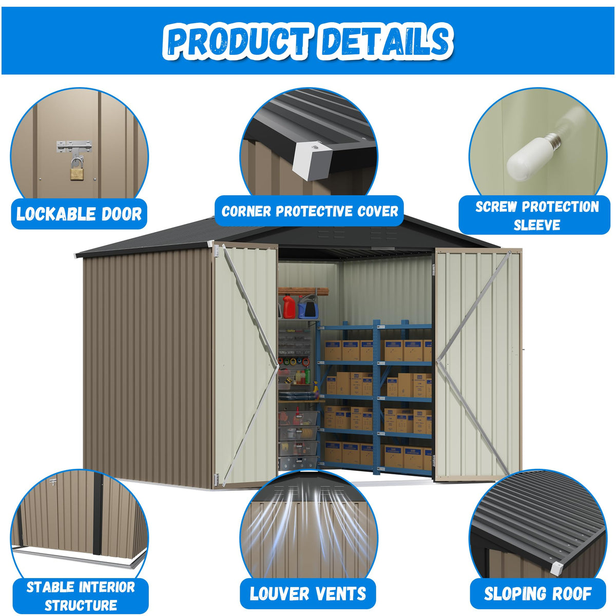 8x8FT Outdoor Storage Shed