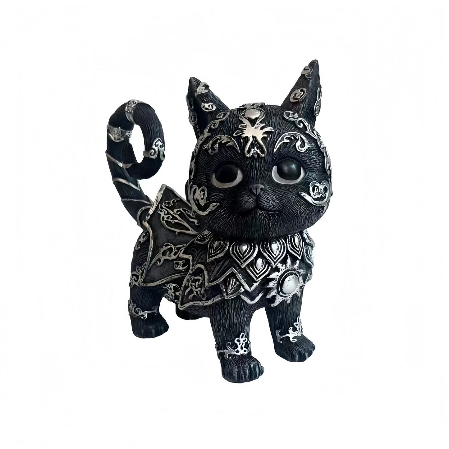 Dianreno Mysterious Black Cat Sculpture,Gothic Home Decor Statue,Dark Aesthetic Decor,Halloween Black cat Decor,Witchy cat Decor for Indoor&Outside