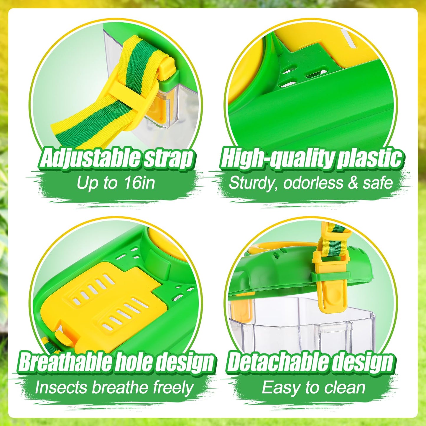 Biubee Bug Catcher for Kids- Sturdy Bugs Catching Kit with Collector Butterfly Net Tweezer, Bug Habitat Outdoor Explorer Kit Gift for Kids Age 3 4 5 6 7 8, 8Pcs, Green