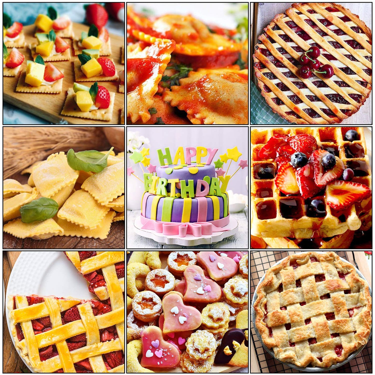 Boao Fondant Ribbon Cutter Wheel Roller Mold Dough Lattice Cutter 4 Different Gears Embosser Set Noodle Dough Roller Pastry Tools for Pie Baking