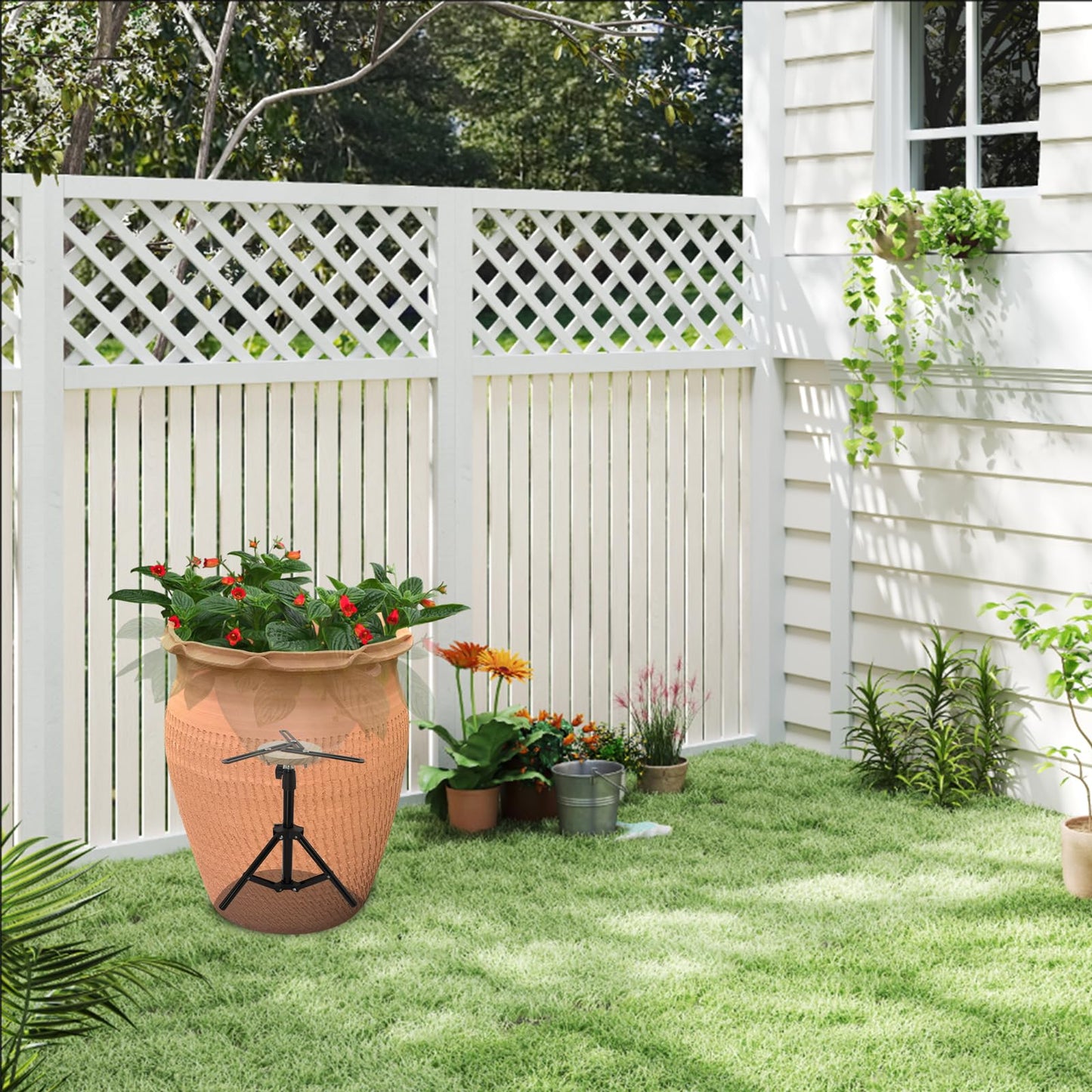 2 Sets Adjustable Planter Inserts, Metal Plant Risers for Large Pots, Plant Lift Inserts for Tall Square Taper Round Container Indoor & Outdoor Use, Adjustable Height 14.5''-20" & Diameter 2.4''-7.3"