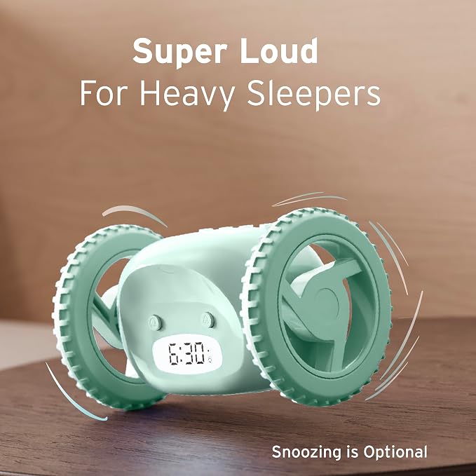 CLOCKY Alarm Clock on Wheels – Loud Rolling Alarm Clock for Heavy Sleepers