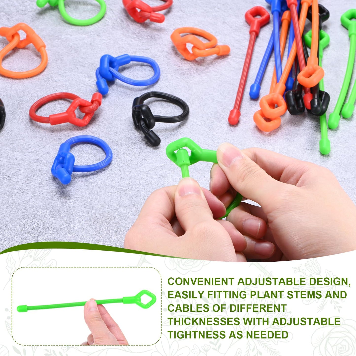 M METERXITY 6-Pack Adjustable Plant Ties, 12inch/30.48cm Silicone Flexible Multi-Function Sturdy Garden Twist Tie for Plant Support/Tree/Shrub/Vine, Reusable Support Twine [Green]