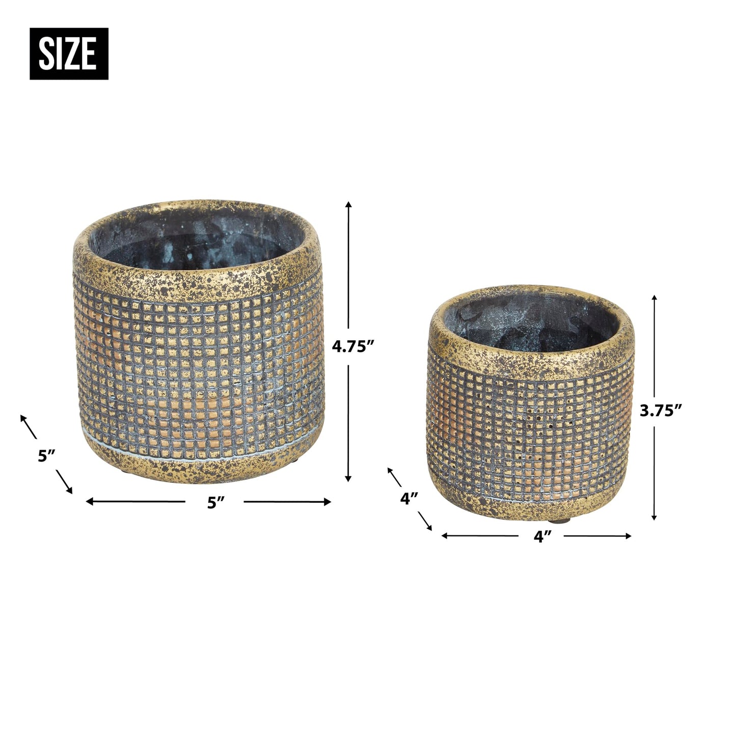 Modern Metallic Cement Flower Pot (Set of 2)