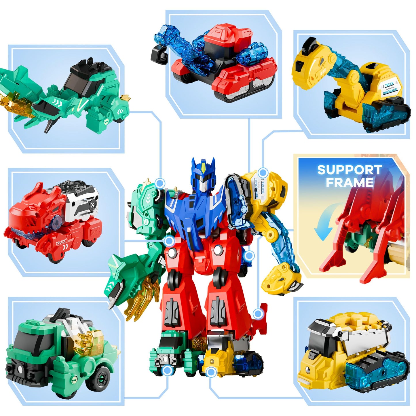 iPlay, iLearn Kids Dinosaur Transforme Robot Toy, Magnetic Construction Trucks Transform into Dinosaurs, Toddler STEM Educational Learning Toy, Cool Birthday Gifts for 3 4 5 6 7 8 Year Old Boy Girl