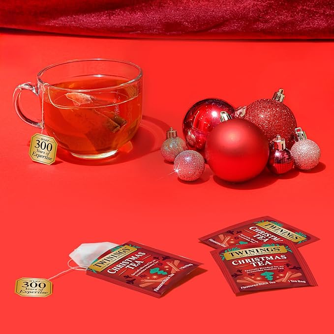 Twinings Christmas Black Tea Individually Wrapped Bags, 20 Count (Pack of 2), Aromatic Cinnamon & Clove, Caffeinated, Enjoy Hot or Iced, 20 Teabags
