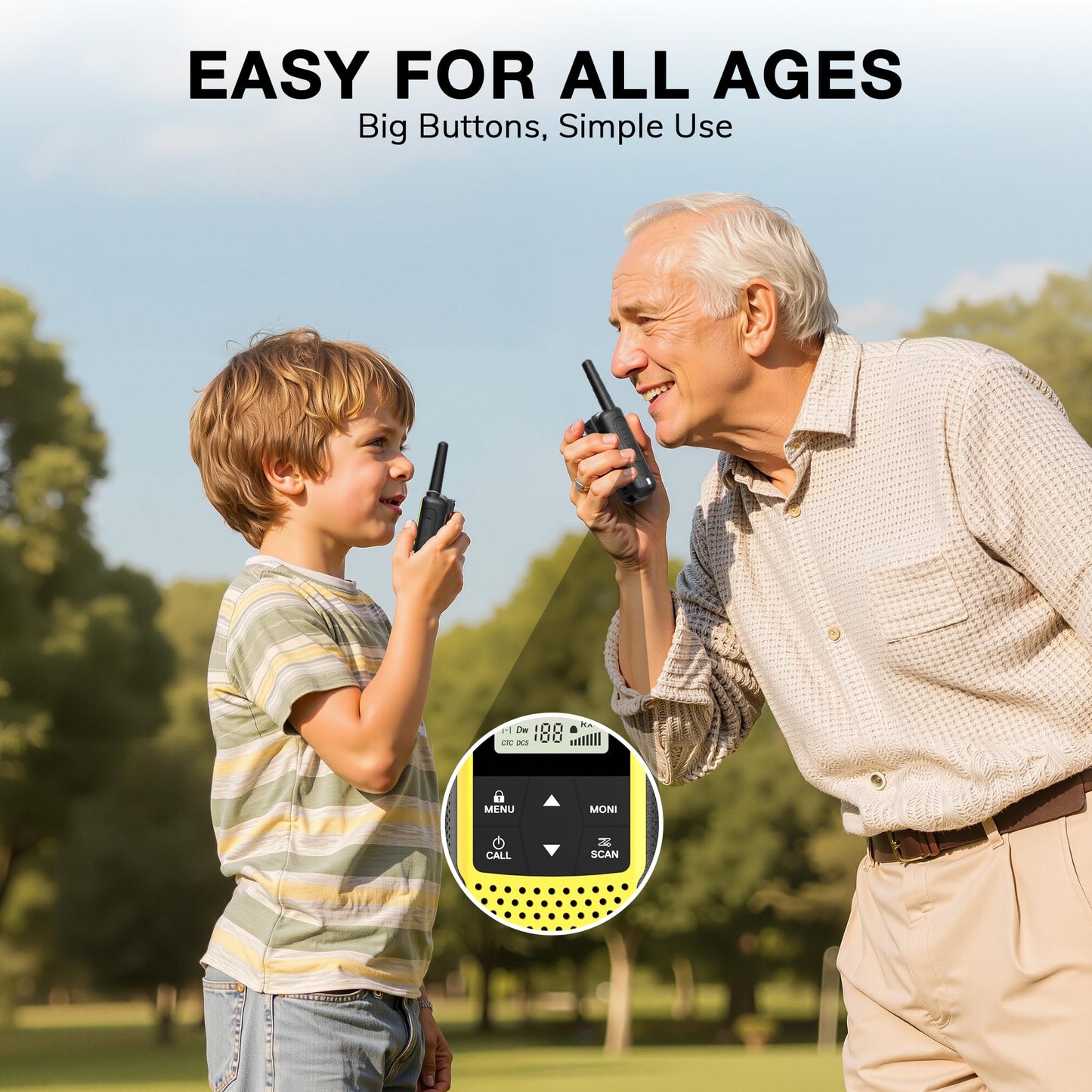 Baofeng BF-33C Walkie Talkies for Kids Rechargeable Battery, Long Range FRS Two-Way Radios, VOX, Dual Watch, USB-C Charging, NOAA, Call Tone, Flashlight, for Outdoor Play & Family Adventures, 3 Pack