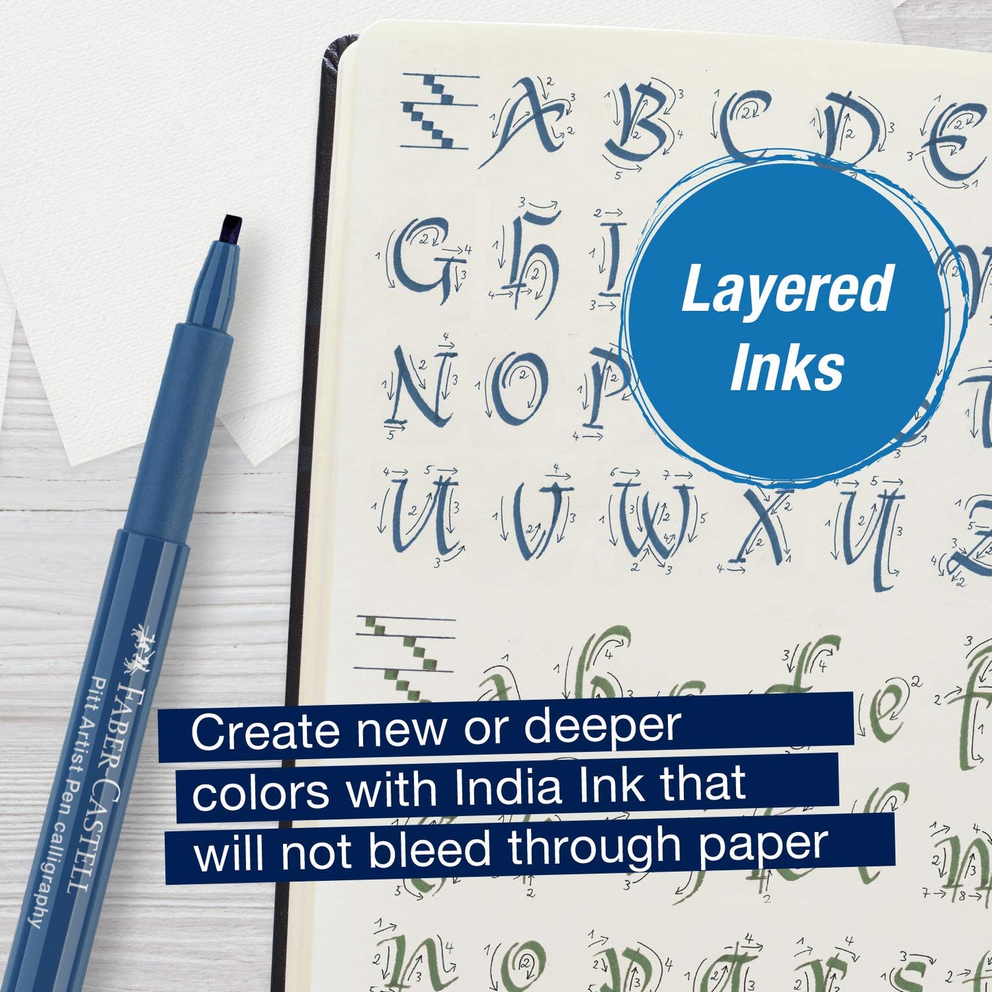 Faber-Castell Pitt Artist Calligraphy Pens | 6 India Ink Pens, 2.5 mm Chisel Tip | Multicolor Calligraphy Pen Set for Lettering, Journaling, Creative Writing & Hand Lettering Designs