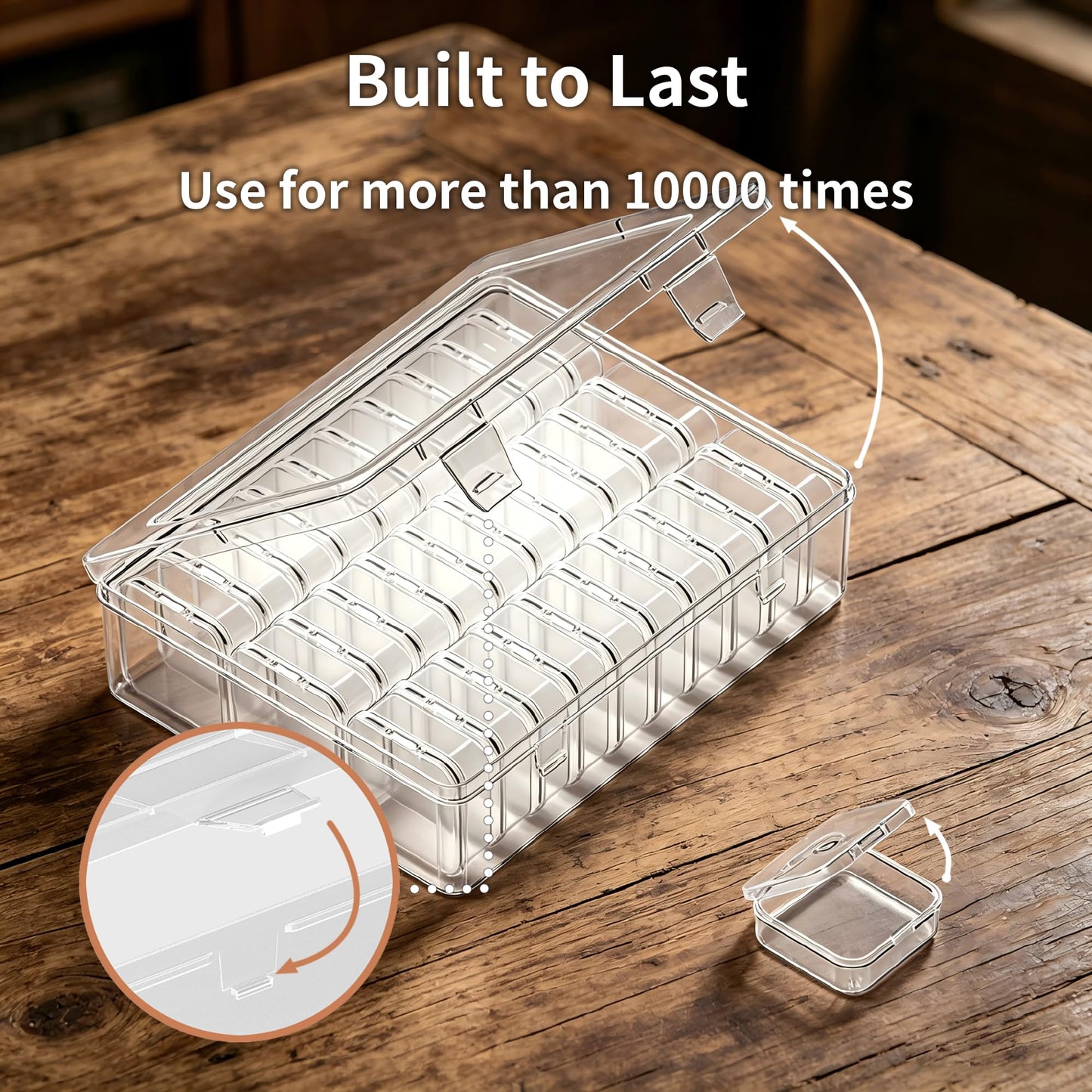 VANSUNS Bead Organizer Box, 31 Pcs Clear Plastic Storage Containers with Hinged Lids Mini Boxes for Jewelry Making, Crafts, DIY, Seed, Small Parts