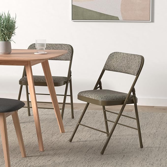 Amazing for less Pack of 2 (Fabric/Vinyl) Steel Frame Metal Foam Padded Folding Chairs (Black, Gray, White) (2-Pack - Fabric Gray)