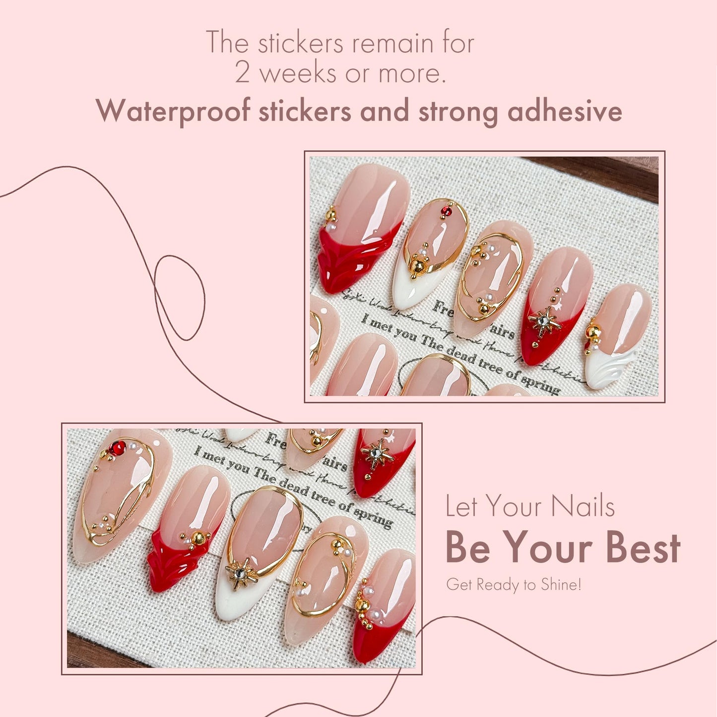Rouge Étoile Bold Elegant Star-Shaped Wearable Nails (10-Piece Set), Acrylic/UV Gel Press On Nails for Holiday Celebrations, Parties & Shiny Nail Looks (Multicolor, M)