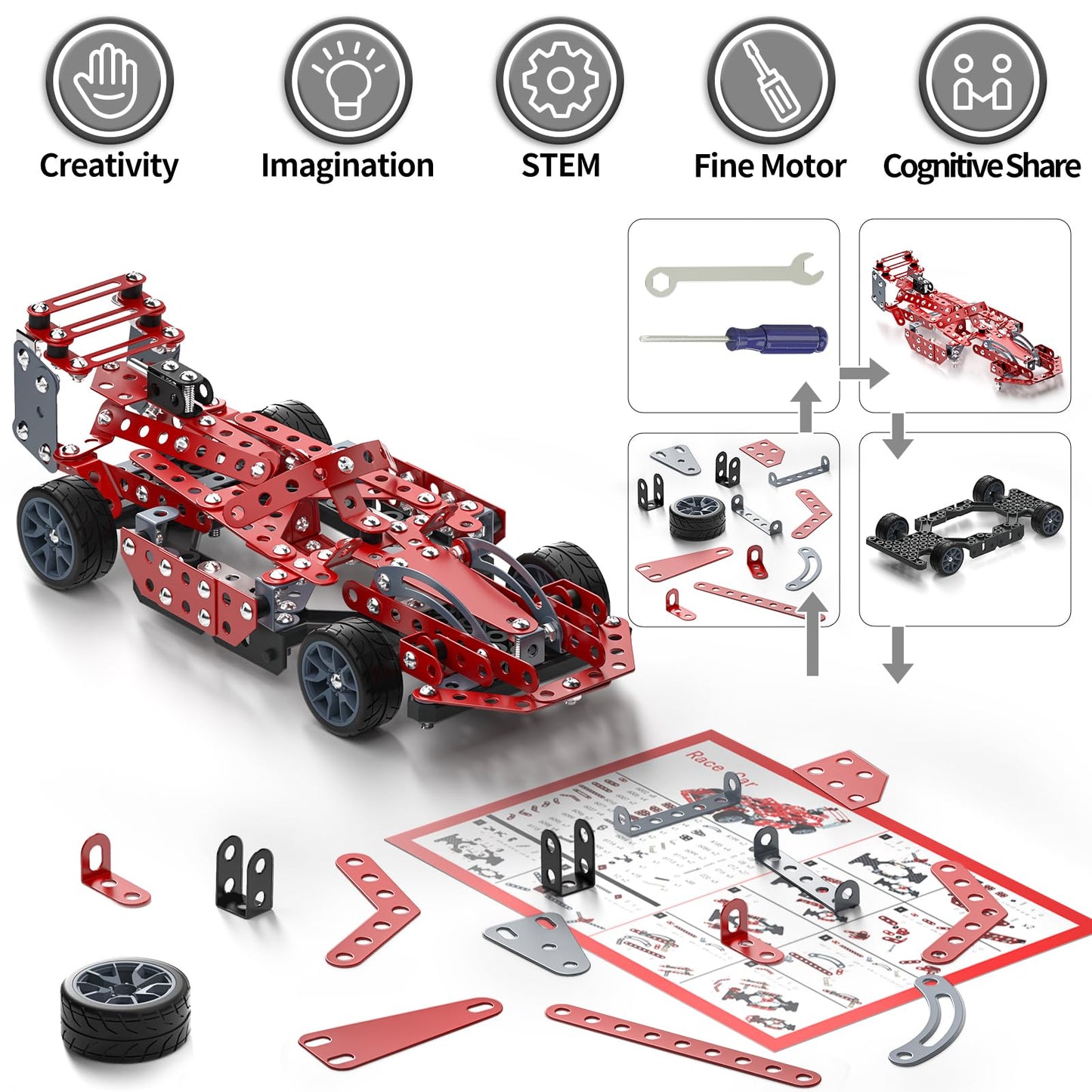 Lucky Doug Building Kit Model Car Set - STEM Project Building Toys for Kids Ages 8-12, Assembly Building Vehicle for Boys 8 9 10 11 Years Old