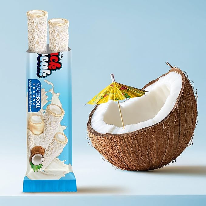 Snack Break Coconut Rolled Wafers, Individually Wrapped, Wafer Rolls with Creamy Coconut Filling, Snacks for Kids & Adults, 24 Individual Packs, Pack of 12