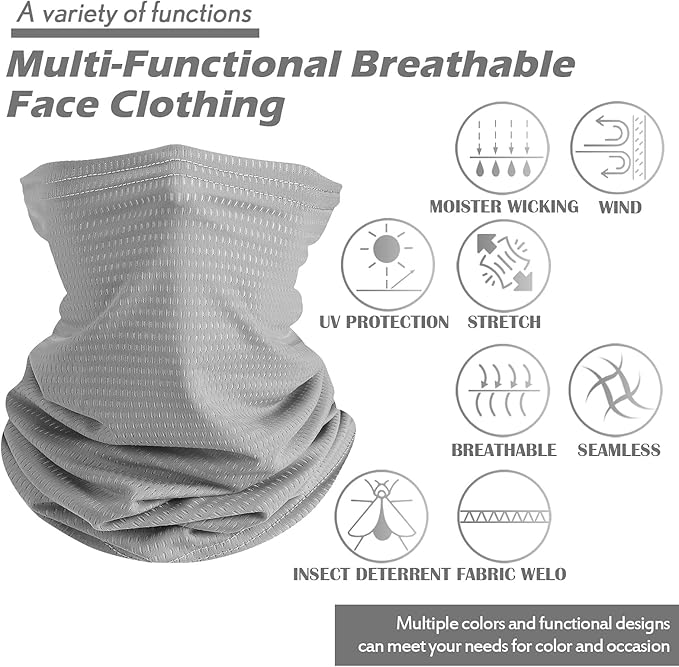 Geyoga 6 Pieces Winter Face Mask for Men UV Protection Mask Sunscreen Breathable Windproof Neck Gaiters Scarf Fishing Cycling Running (Dark Gray, Light Gray)
