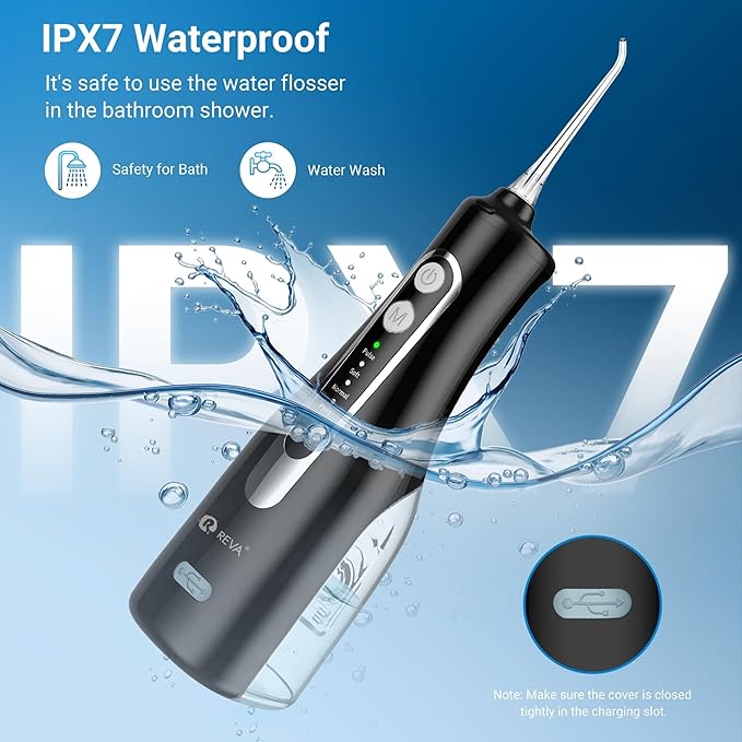 Cordless Oral Irrigator Water Flosser for Teeth, Gums & Braces - 4 Modes, 300ML Tank, 360° Rotatable Nozzle, IPX7 Waterproof, USB Rechargeable 2000mAh Battery for Home & Travel (M149 Pro - Black)