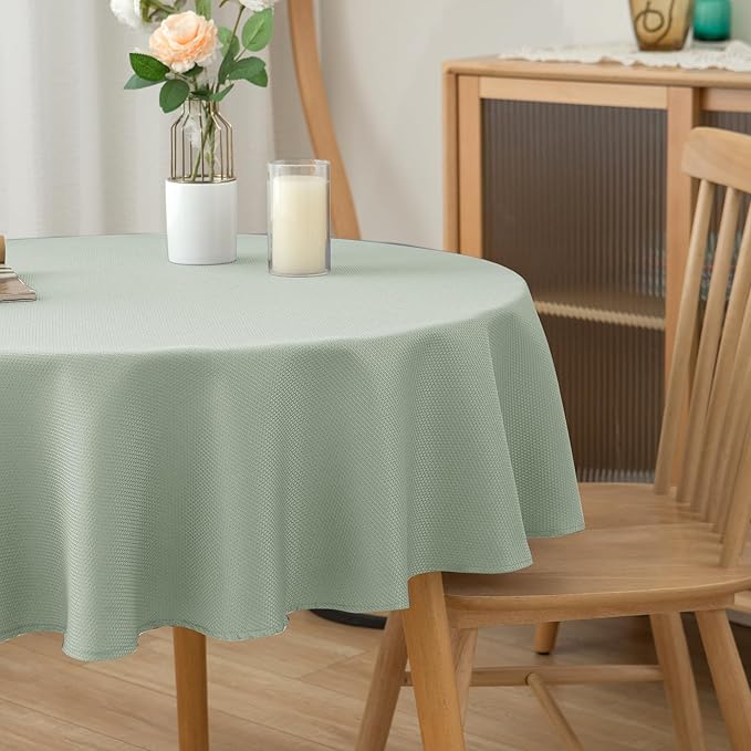 Biscaynebay Round Tablecloth 70 Inch-Sage Outdoor Fabric Table Cover-Small Circle Folding Table Cloths Linen Water Resistant Washable for Kitchen Dining Picnic Patio Outdoor Party Restaurant Tables