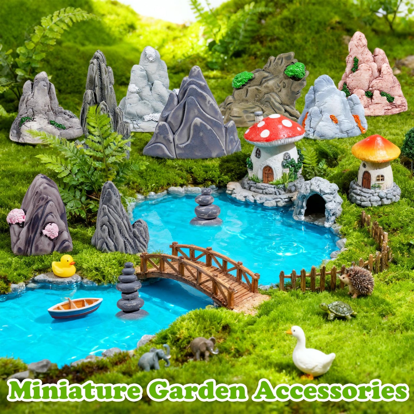Warmtree 18 Pcs Diorama Rocks Fake Rock Miniature Stone Statue for Diorama Supplies, Micro Train Landscape, Railway Sand Table, Zen Garden Accessories