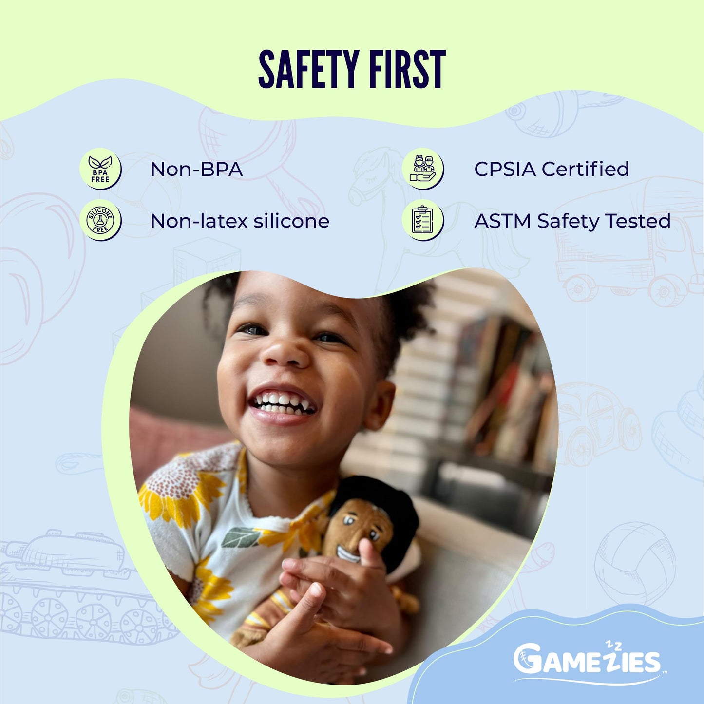 Gamezies Baby Boy and Girl Silicone First Responder Firefighter Stephen Pacifier with Detachable Plush Toy Holder, CPSIA Tested, BPA-Free 0-6 Months