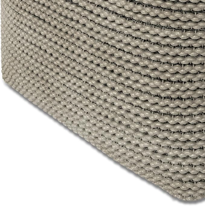 SIMPLIHOME Eastmont Square Pouf - 18 inch Wide Handwoven PET Polyester Ottoman in Cream, Boho Indoor/Outdoor Footstool or Extra Seating for Living Room, Bedroom, or Patio, Assembled