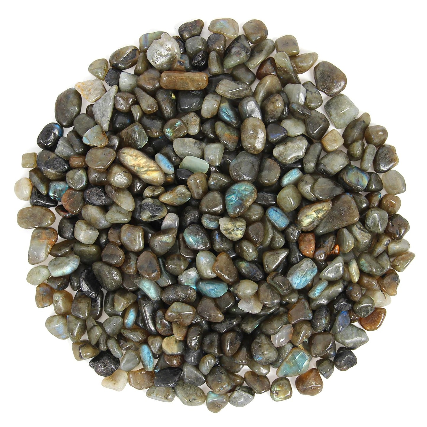 1.1lb Natural Crushed Labradorite Crystal Tumbled Chips-Moonstone Healing Crystals Chips Bulk, Crushed Crystal Gemstones for Crafts, Beautiful Package for Gift(Labradorite)