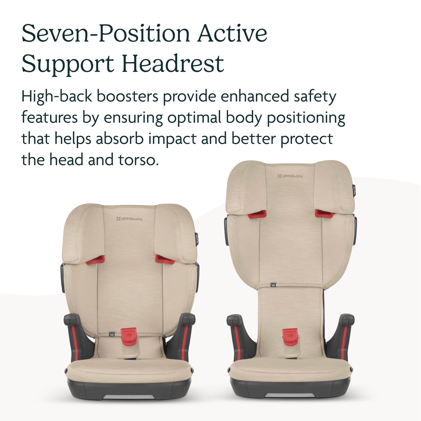 UPPAbaby Alta V2 High Back Booster Seat/Seven-Position, Active Support Headrest for Growing Children/SecureFit Integrated Belt Guide + Positioner/Cup Holder Included/Iris (Grey Mélange/Lavender)