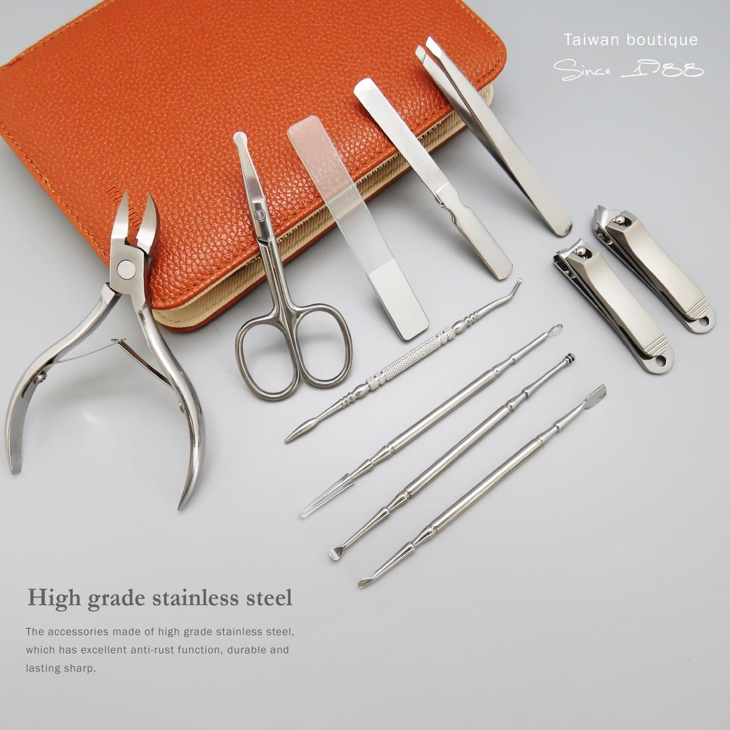 11 in 1 Manicure Set with Case Professional Manicure Tool Kit, anicure Sets Pedicure Kits Stainless Steel Nail Clipper Personal Care Tools with PU Leather Case, MK4203
