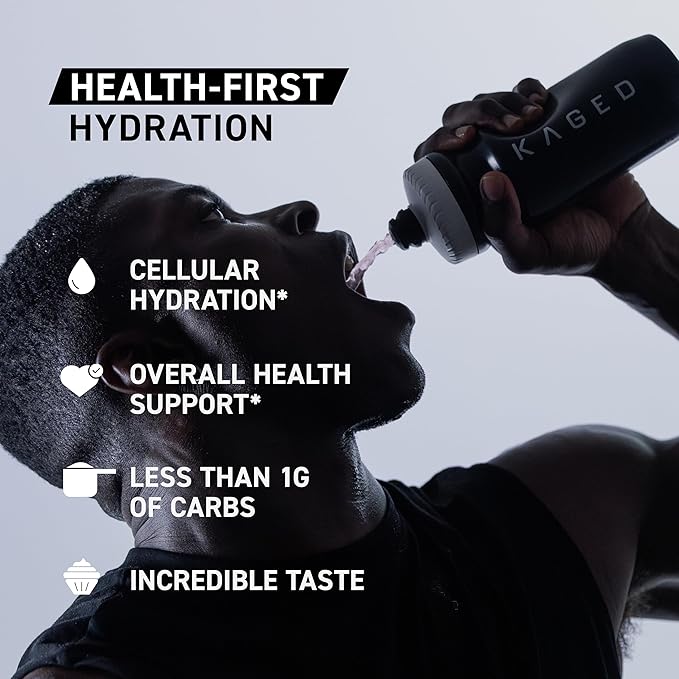 Kaged Electrolyte Hydration Powder, Hydracharge Strawberry Yuzu, Sports Drink for Men and Women, Pre, Post, Intra Workout Supplement, 60 Servings