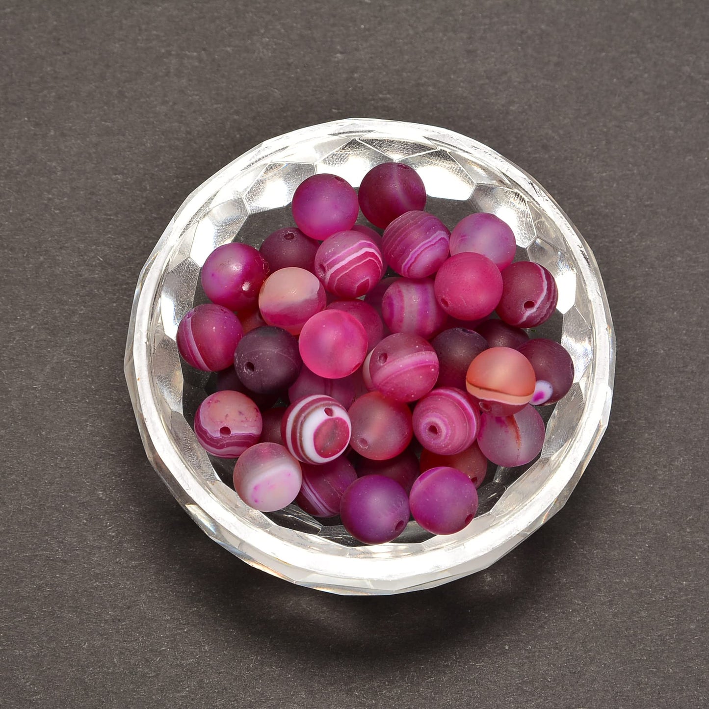 jodaying 10mm Fushia Stripe Agate Matte Round Natural Gematone Loose Beads for Jewelry Making DIY 1 Strand 15"
