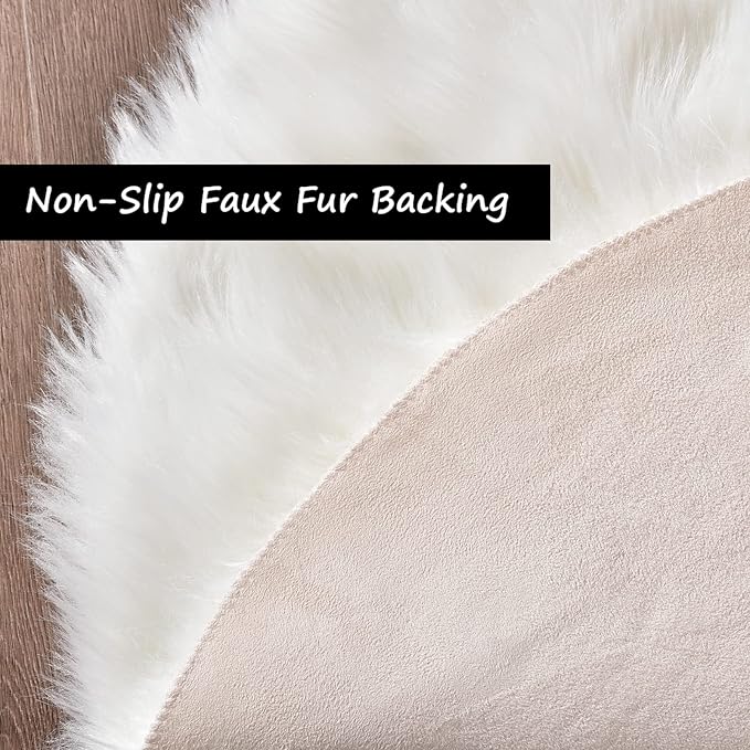 Goolela White Sheepskin Area Rug 8x10 Fluffy Fuzzy Furry Shag Rug for Living Room Bedroom Soft Faux Fur Rectangle