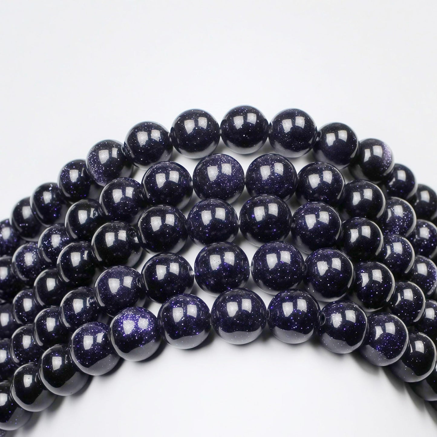 MJDCB Natural Stone Beads Blue Sand Stone Round Loose Beads for Jewelry Making DIY Bracelet Necklace (6mm)