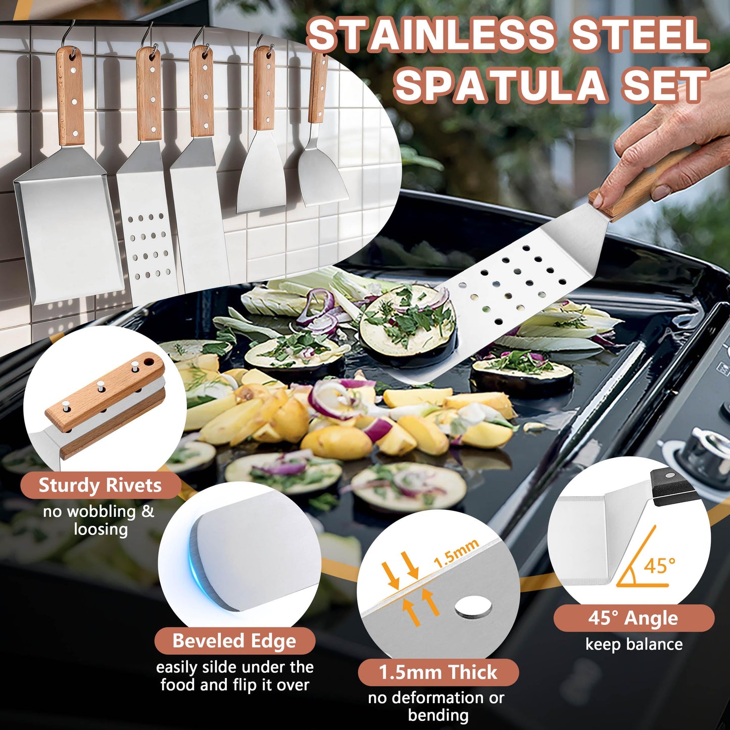 Griddle Accessories Kit, HaSteeL 20Pcs Flat Top Grill Accessories for Camping, Professional Griddle Spatula Grill Tools Set with Melting Dome for Teppanyaki BBQ Outdoor, Perfect Grilling Gifts