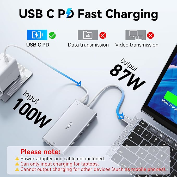 USB C Docking Station Dual Monitor Adapter for Dell HP, Laptop Docking Station 3 Monitors Quadruple Display USB C Hub Dongle to 4K HDMI+DisplayPort+VGA,100W PD, 3USB2.0, 8 in 1 Thunderbolt Dock
