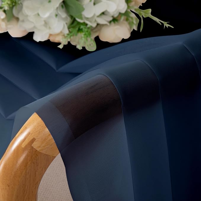 Chyhomenyc Voile Sheer Curtain Panels 54in Long 2 Pack, Short Bathroom Window Curtains for Small Window/Living Room/Guest Room/Basement, Airy Light Filtering Drapes, 42W x 54L inch, Navy Blue