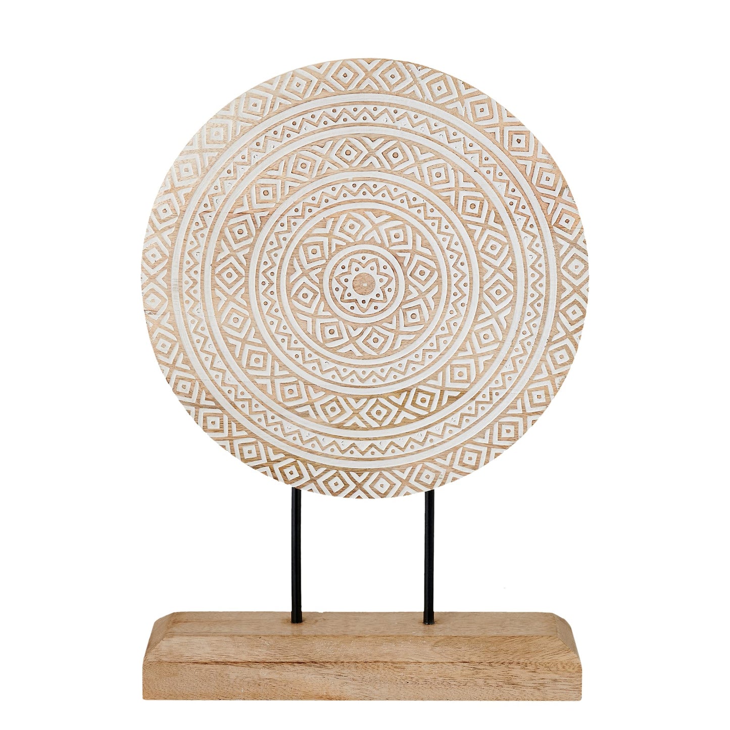 Eximious India Housewarming Gifts Farmhouse Table Sculpture Home Decor Statue Mandala Carved for Modern Home 10" x 14", Living Room, Fireplace Mantel Shelf, Table and Entryway Decor Stand (Design 1)