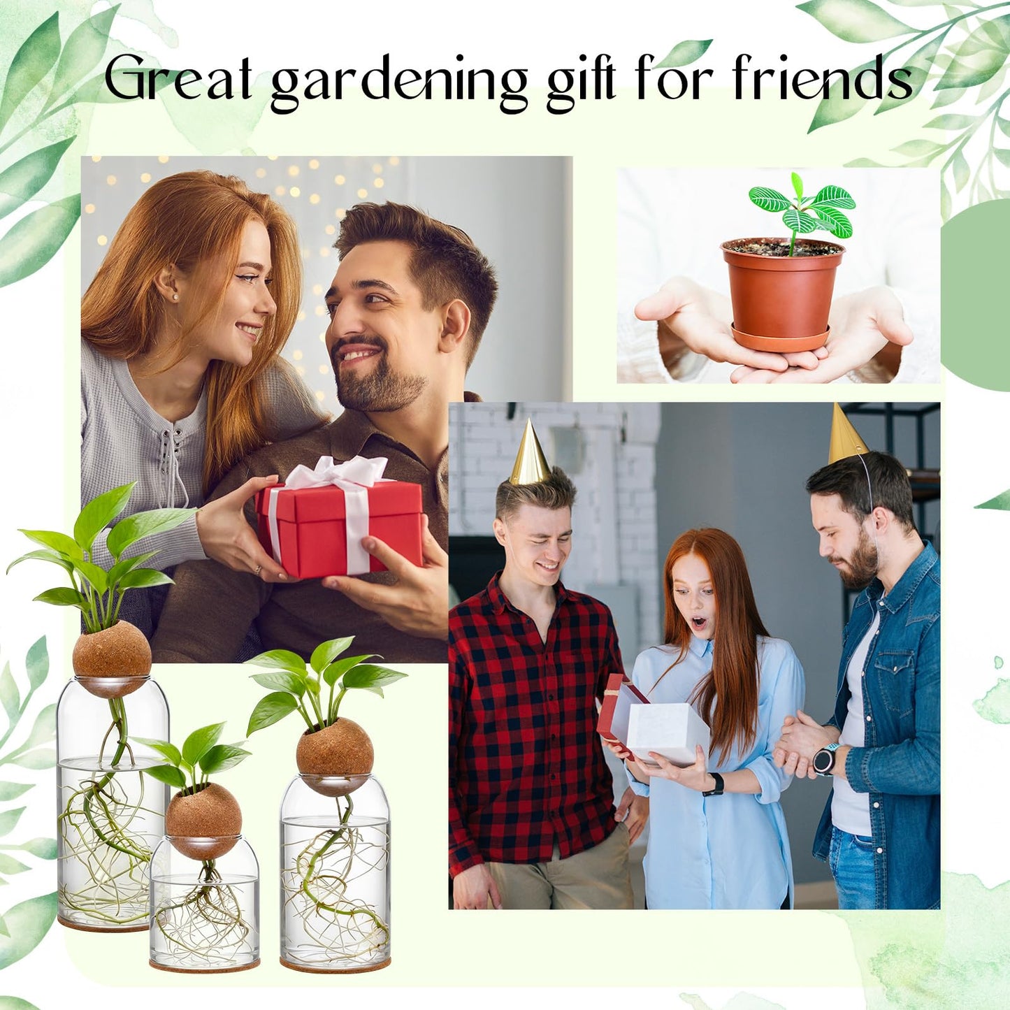Baderke 3 Pcs Glass Plant Propagation Stations for Plants with Spherical Lids and Cork Coasters Hydroponic Spherical Cork Planter Desktop Vases for Plants Cuttings Home Office Tabletop Decor