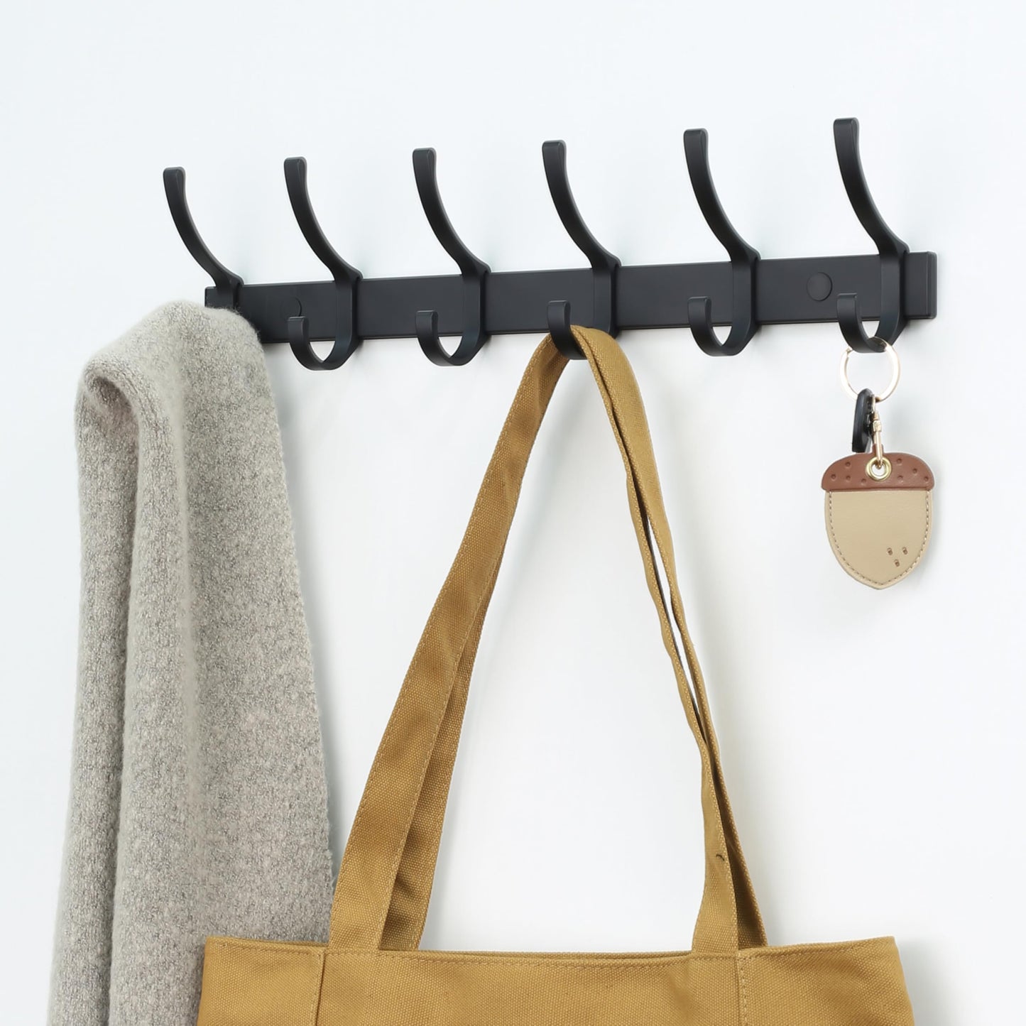 HOMENOVA Coat Rack 2 Pack Wall Mounted - 6 Double Hooks, Matte Black, Heavy Duty, Aeropace Grade Aluminum Alloy, Metal Coat Hook Hanger Entryway Bathroom (6 Double Hooks - 2 Pack)
