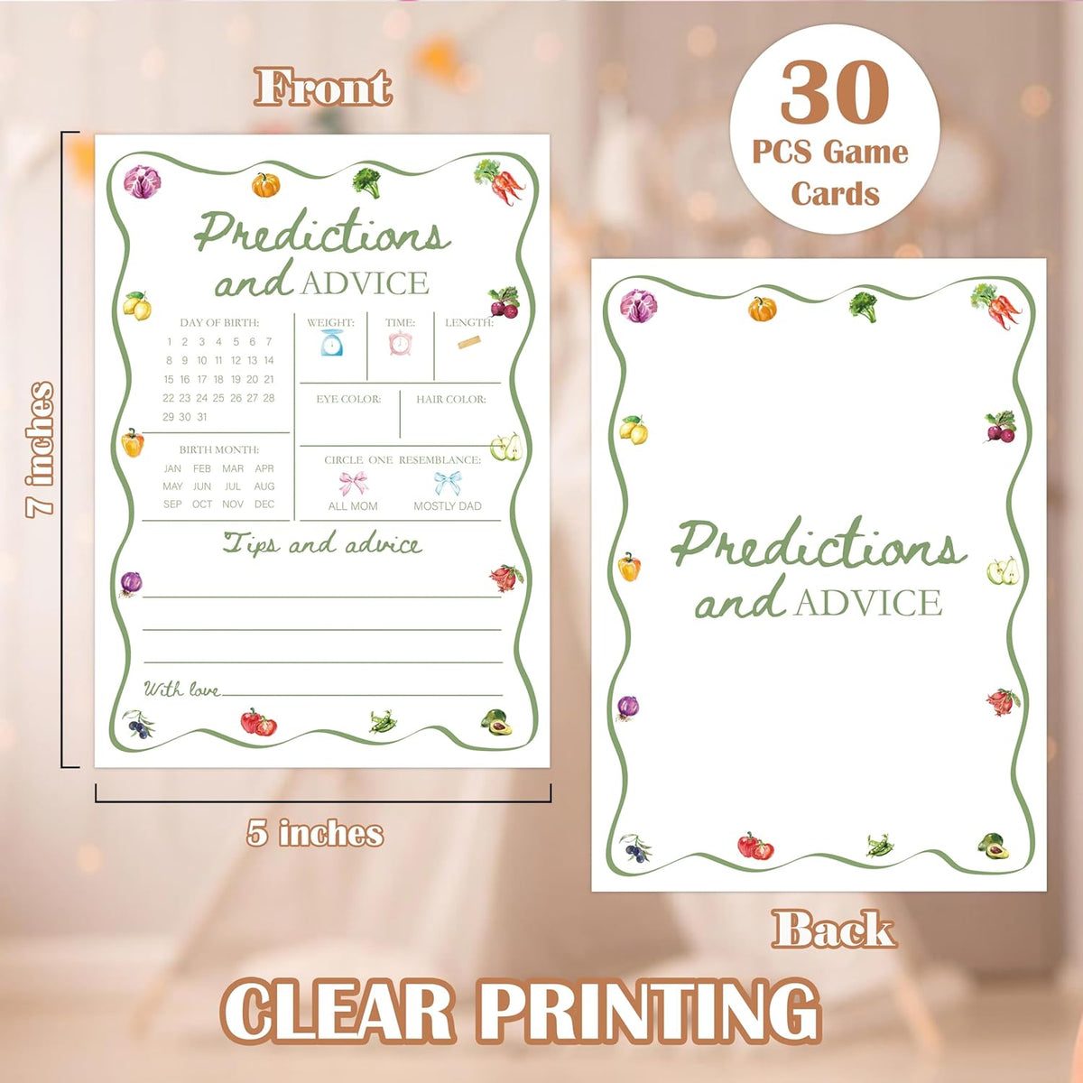 Locally Grown Baby Shower Games, Farmers Market Predictions And Advice Game for 30 Guests with Game Cards, Gender Reveal, Baby Shower Supplies & Decorations (DV38)