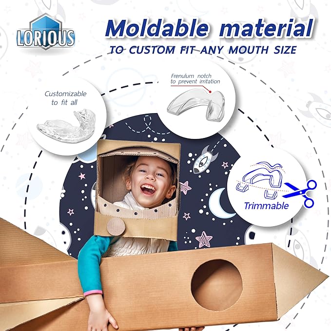 Moldable Mouth Guard for Teeth Grinding and Clenching – Custom Fit, Boil and Bite, Night and Day Use, 6 Pack in 2 Sizes for Kids and with Small Mouths