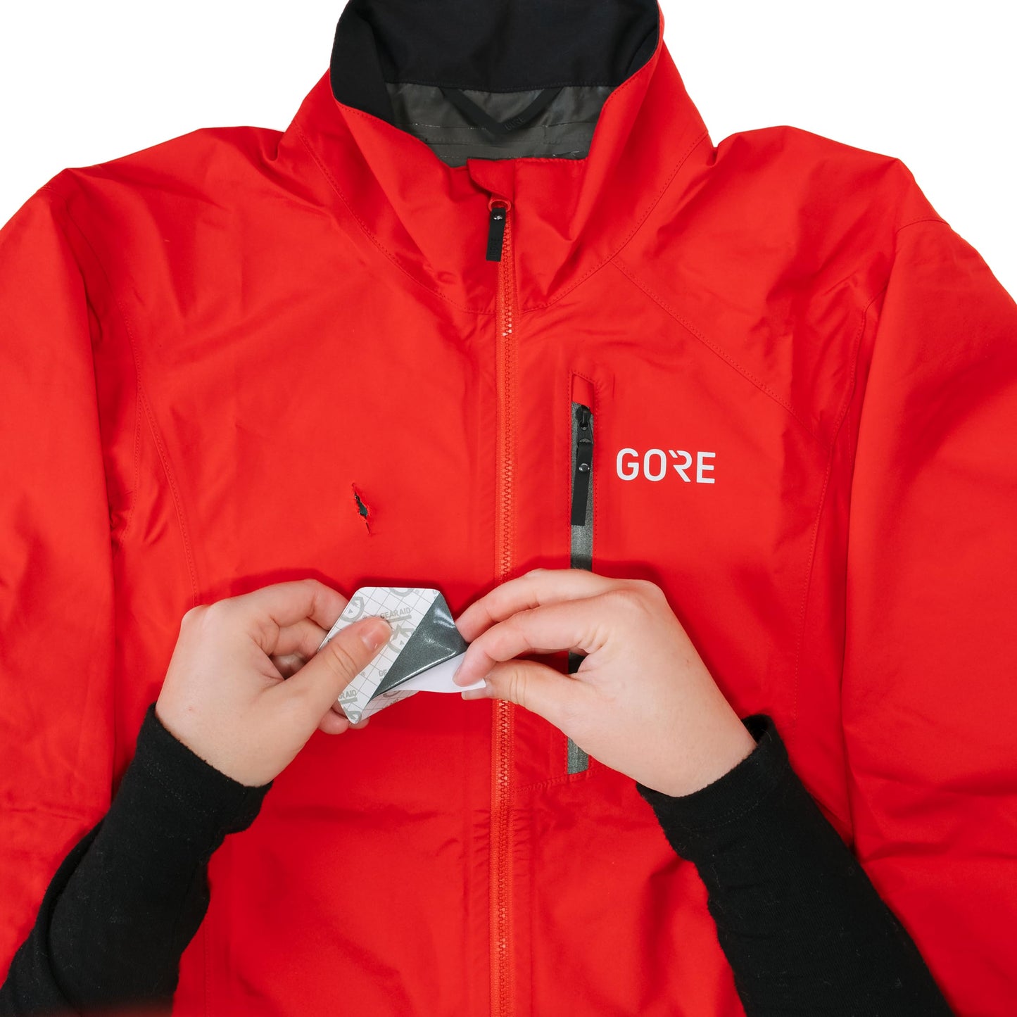 GEAR AID Tenacious Tape Gore-TEX Fabric Patches for Waterproof Jacket & Rain Gear Repair, Black, 2.5” x 2.8” Hex & 2.5” x 4” Rectangle, 4 Patches