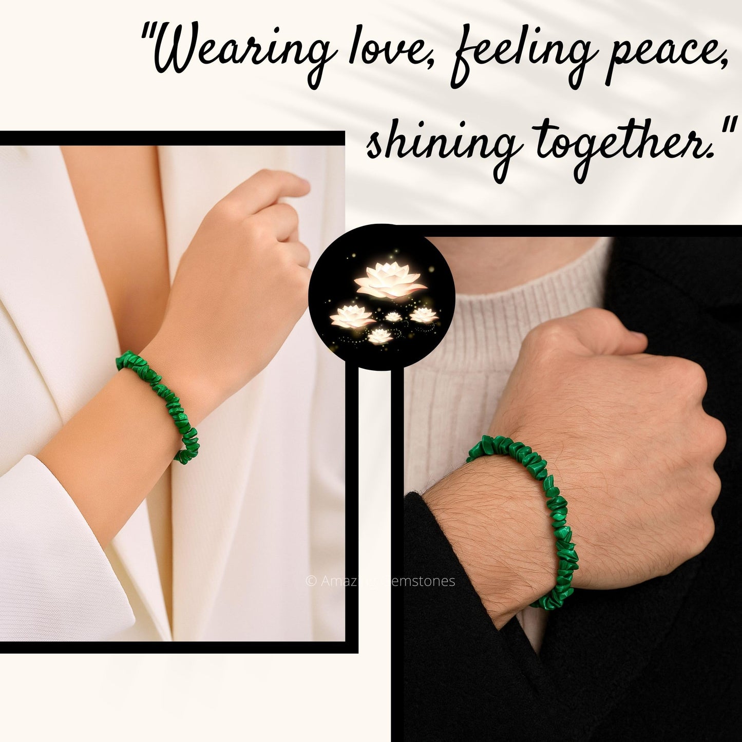 Amazing Gemstone Chips Bracelet (Malachite)