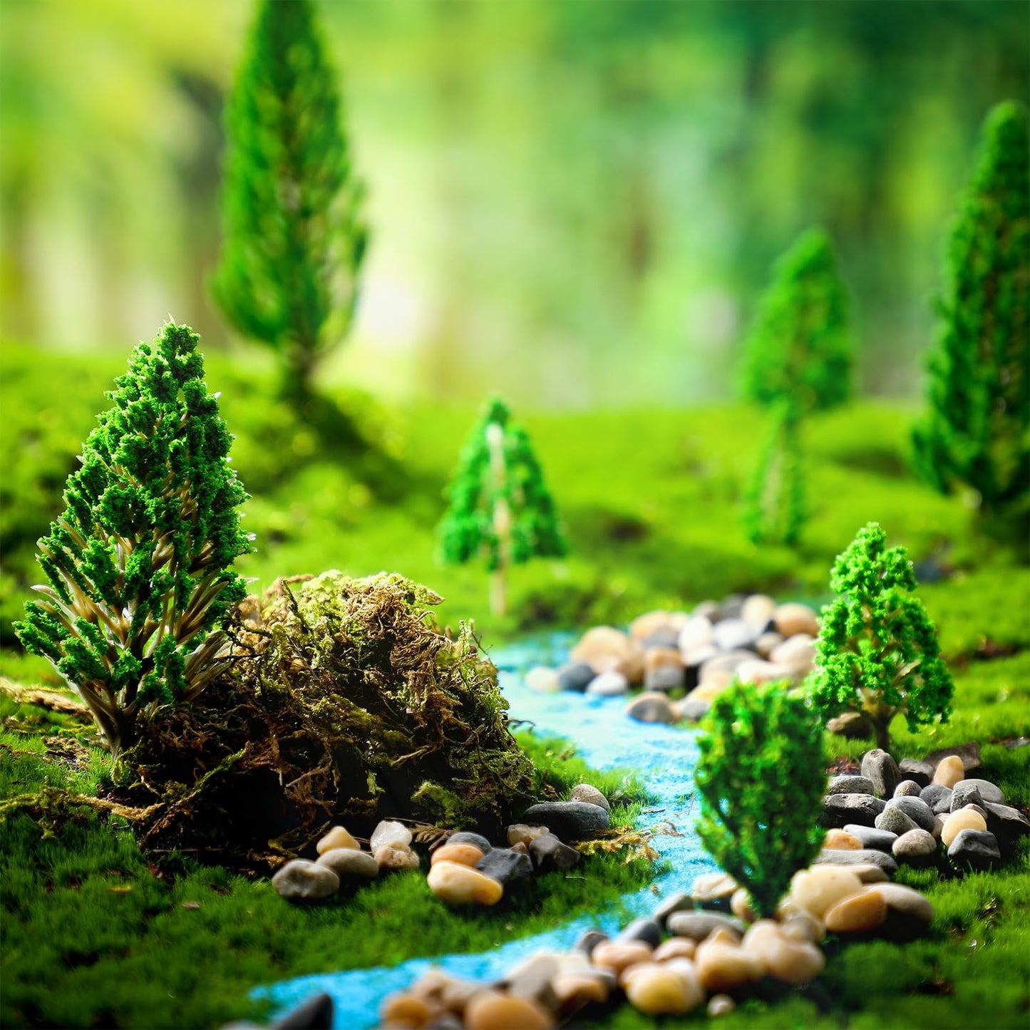 Thiccywoov 40 Pcs Diorama Supplies Kit Include 32 Miniature Trees 1.2-6.2 Inch Mini Mixed Model Plastic Fake Architecture 8 Bags Scenery Basing Material Kit for DIY Craft(Scenery Trees)