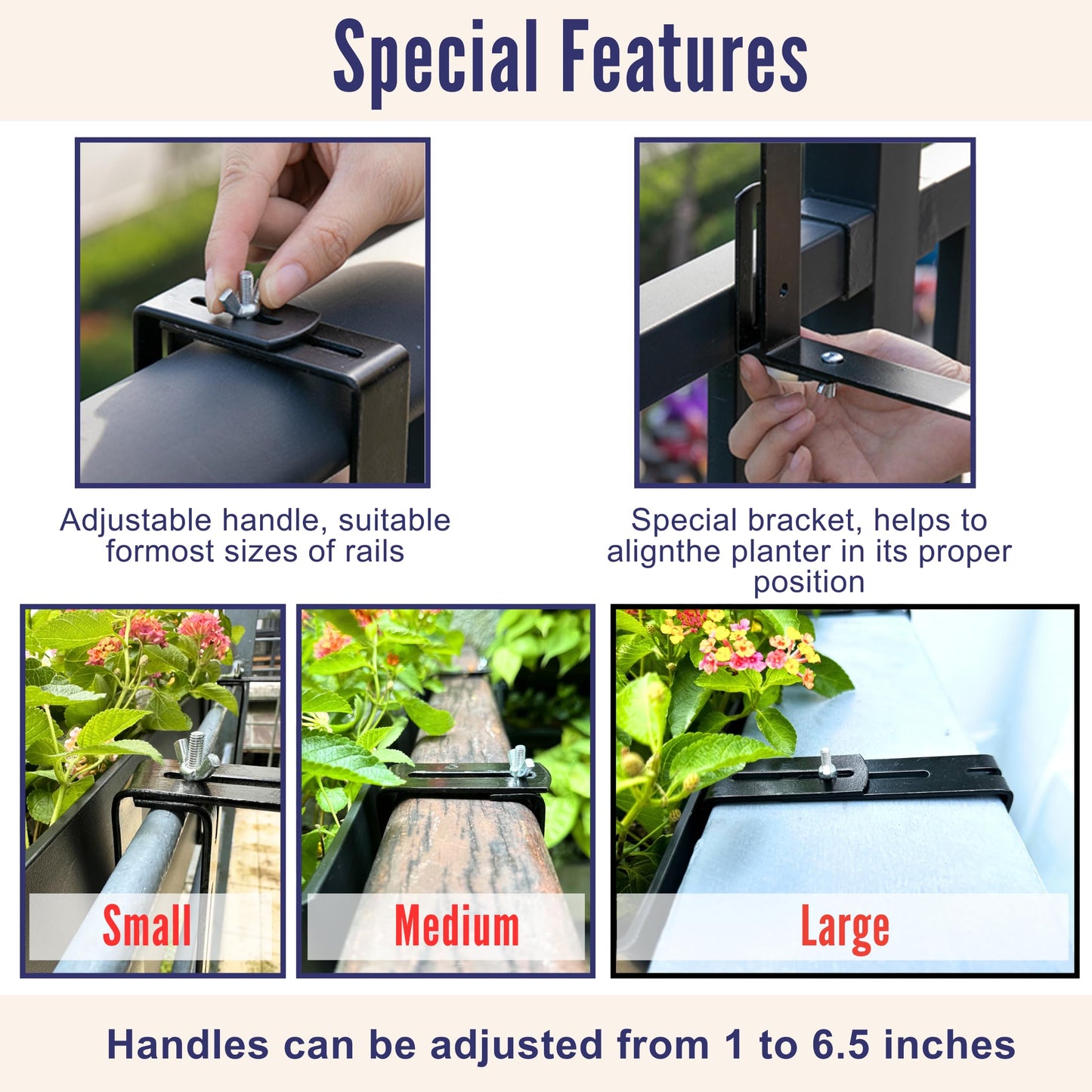 LaLaGreen Railing Planter Boxes (16 Inch, 4 Pack) Black Rectangular Plastic Window Box Planters with Self-Watering System Metal Brackets, Outdoor Plants Herbs Flowers Deck Balcony Fence Garden Decor