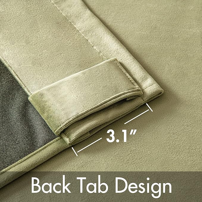 MIULEE Velvet Curtains 96 inches 2 Panels - Luxury Blackout Curtains for Bedroom Living Room Thermal Insulated Super Soft Window Drapes Rod Pocket & Back Tab, Sage Green, W52 x L96 inches
