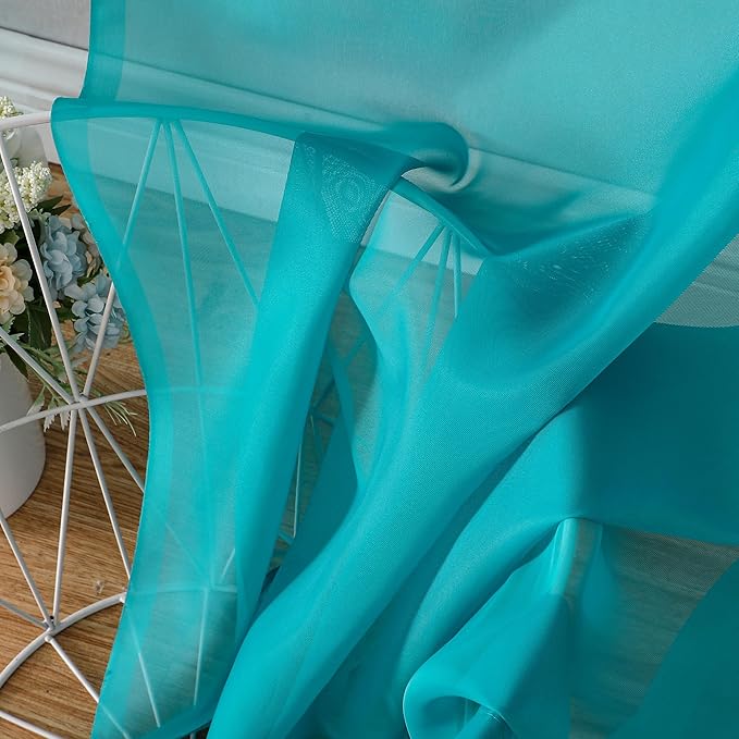 OVZME Turquoise Sheer Curtains 2 Panel Sets 84" Inch Length - Transparent Light Weight Soft Window Panels for Study Room/Living Room/Bedroom, Per Panel W42 X L84 inches, 1 Pair
