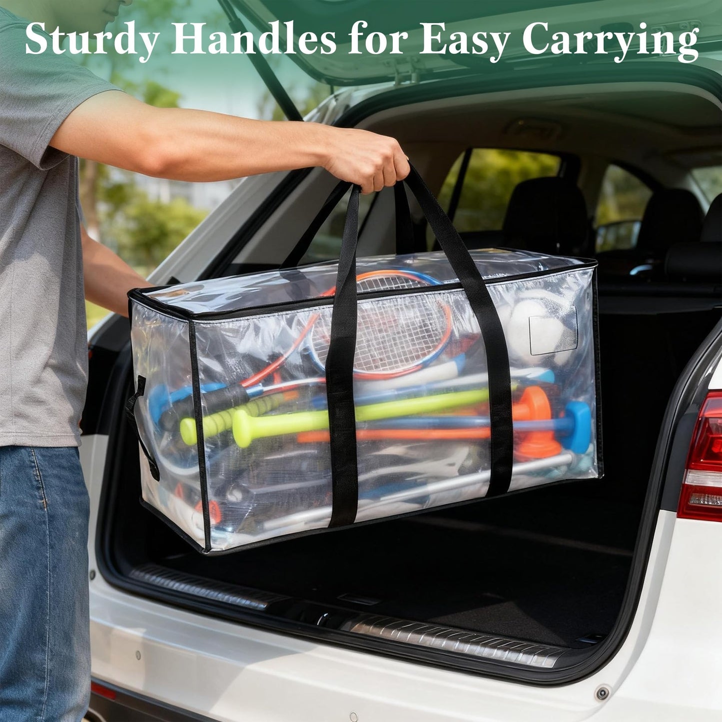 flaxarne Large Moving Bags with Wrap Around Handles 4-Pack Heavy Duty Storage Totes for Trips and Moving 27 * 15 * 14 Inches