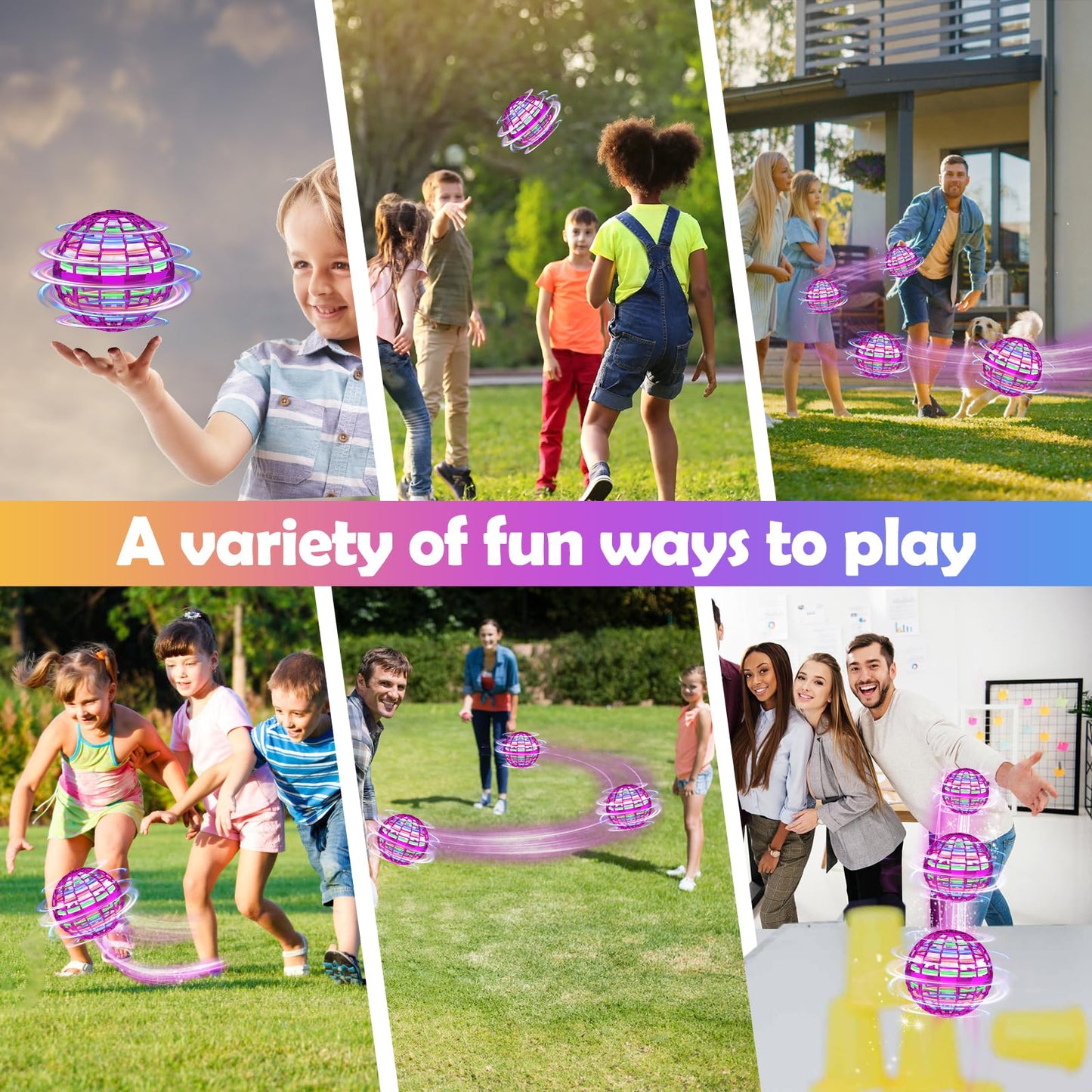 KIYTARBOO Flying Orb Ball Toy, Galaxy Ball 2024 Cosmic Globe Boomerang Hover Ball Fidget Spinner, Hand Controlled Mini Drone, Cool Toys Gifts for 6 7 8 9 10+ Year Old Boys Girls Outdoor Toys