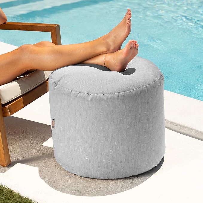 Jaxx Spring Outdoor Ottoman/Side Table, Premium Sunbrella, Granite