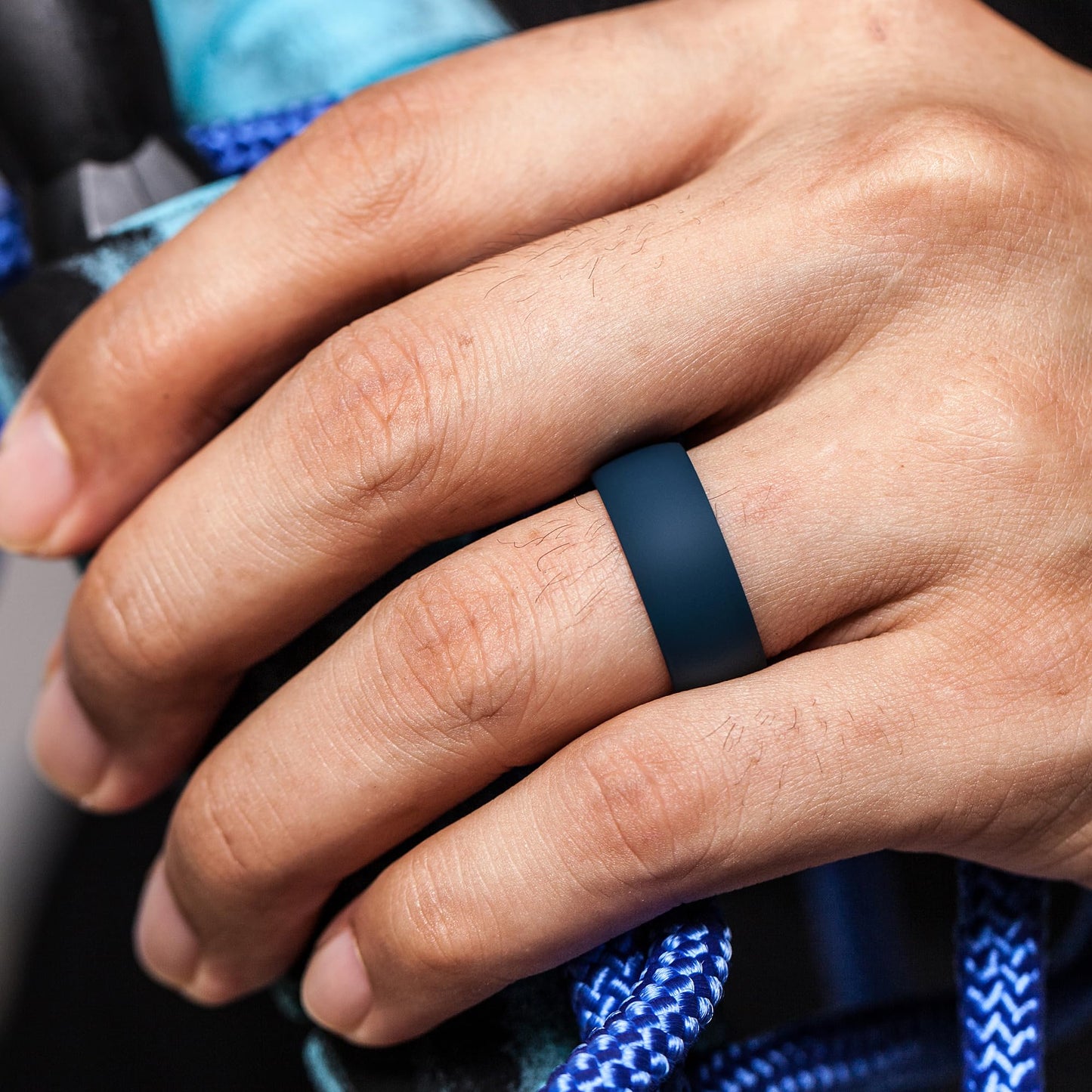ThunderFit Men's Patterned Silicone Rings, 8mm Wide 2.2mm Thick Rubber Bands,Variety Multipack 1,4,7