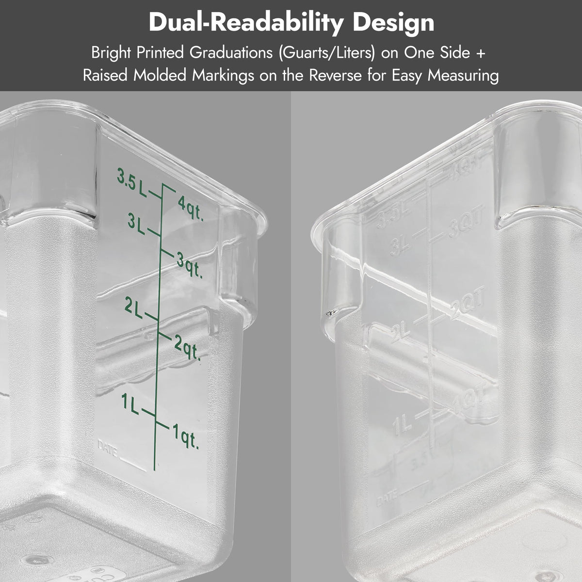 8 Pack 18 Qt NSF Clear Polycarbonate Food Storage Containers with Blue Lids (8 Count)