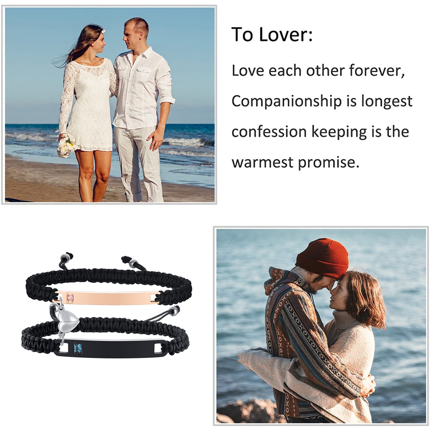 MEALGUET Personalized Couple Bracelet Customized Couple Bracelets Set Mutual Attraction Custom Name Relationship Bracelet Personalized Gift for Men Women, Handmade